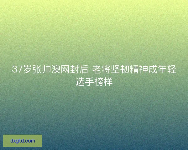 37岁张帅澳网封后 老将坚韧精神成年轻选手榜样