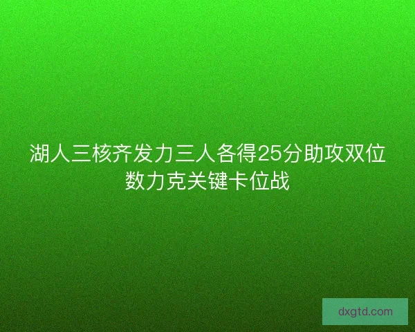 湖人三核齐发力三人各得25分助攻双位数力克关键卡位战